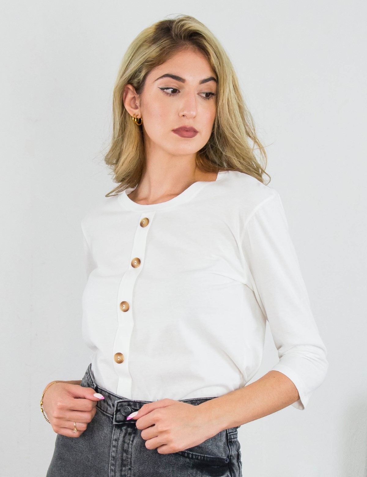 Lipsy Lipsy γυναικεια λευκη μπλουζα με κουμπια 2210004Q